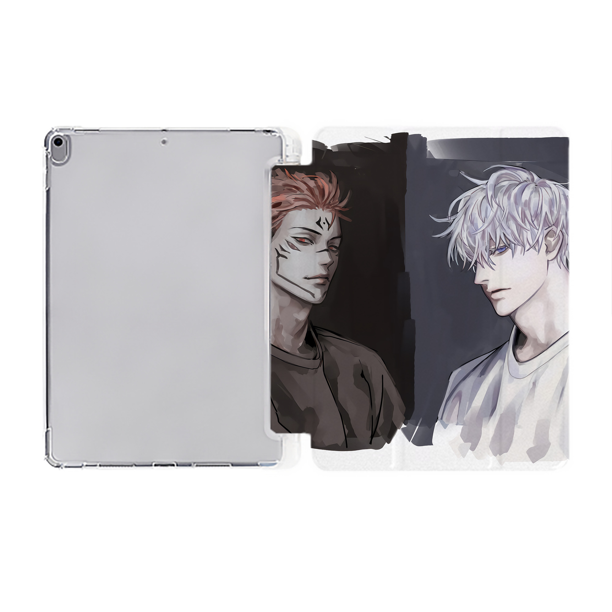 （画像用） 呪術廻戦 Jujutsu Kaisen IPad ケース ペン収納付き 三つ折りスタンド PUレザー×シリコン 対応機種9.5/10.5/10.9インチ